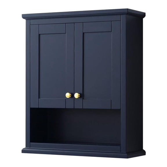 Wyndham Collection Avery 25" Wall-Mounted Wood Bathroom Storage Cabinet in Blue