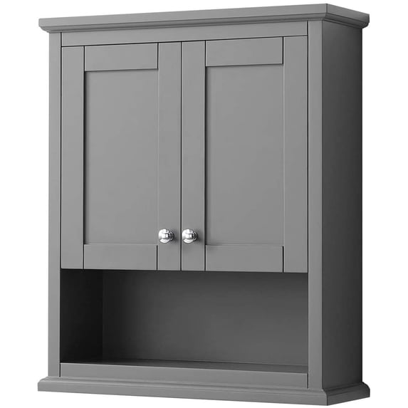 Wyndham Collection Avery 25" Wall-Mounted Wood Bathroom Storage Cabinet in Gray