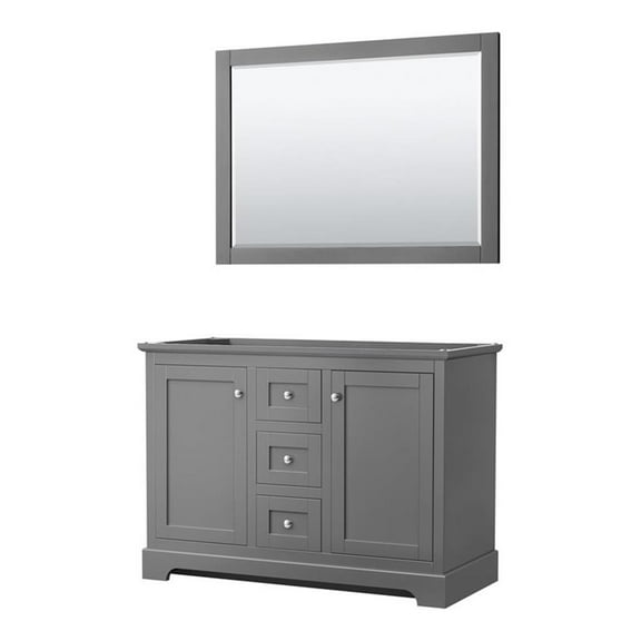 Wyndham Collection 48" Wood Double Bathroom Vanity with Mirror in Gray