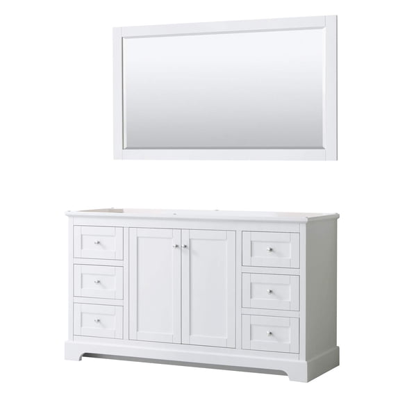 Wyndham Collection 60" No Sink Wood Single Bathroom Vanity in White/Chrome