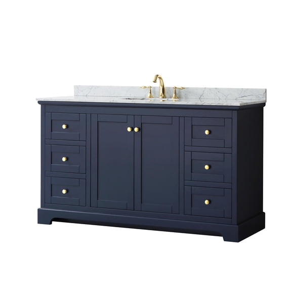 Wyndham Collection 60" Oval-Sink Wood Single Bathroom Vanity in Blue/Gold
