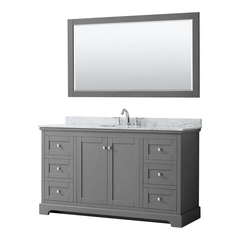 Avery 60'' Dark Gray Single Freestanding Bathroom Vanity with Stone Top