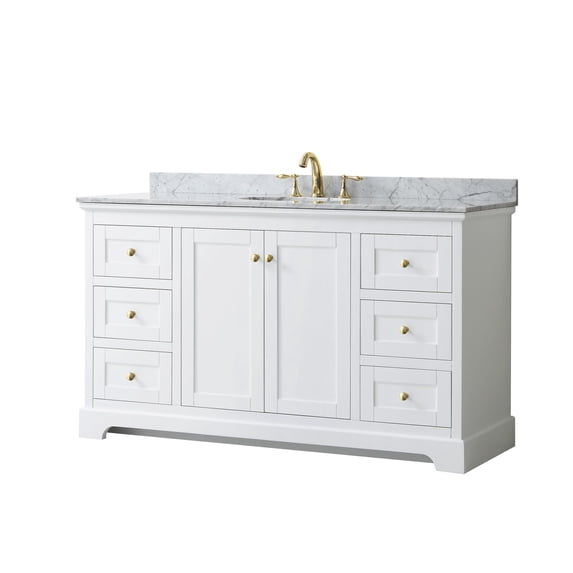Wyndham Collection 60" Oval-Sink Wood Single Bathroom Vanity in White/Gold