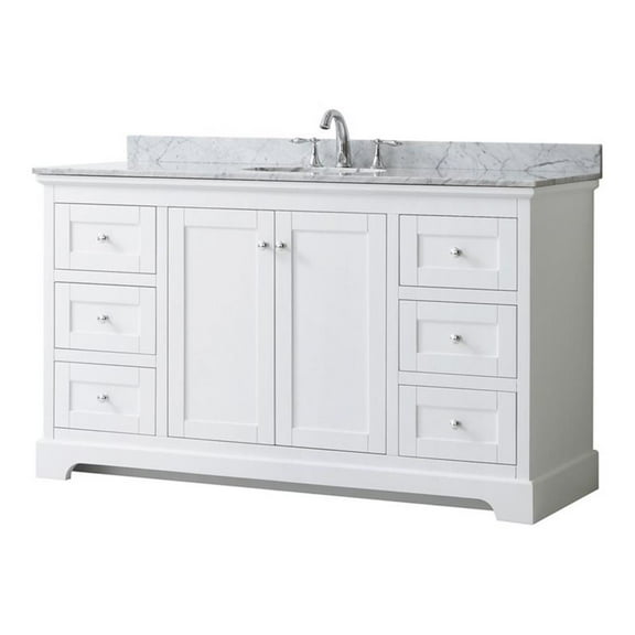 Wyndham Collection 60" Oval-Sink Wood Single Bathroom Vanity in White
