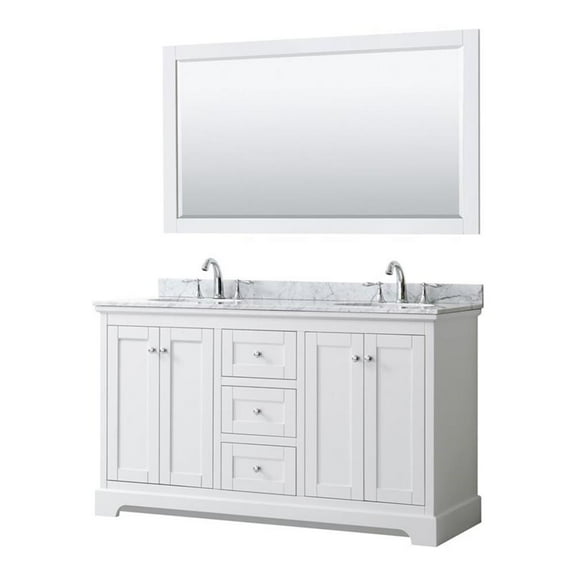 Wyndham Collection 60" Oval Sinks Wood Double Bathroom Vanity in White