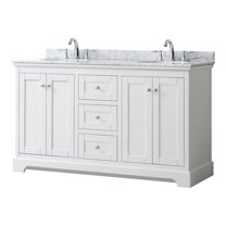 Wyndham Collection 60" Oval-Sinks Wood Double Bathroom Vanity in White