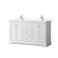 thumbnail image 1 of Wyndham Collection 60" Square-Sinks Wood Double Bathroom Vanity in White, 1 of 6