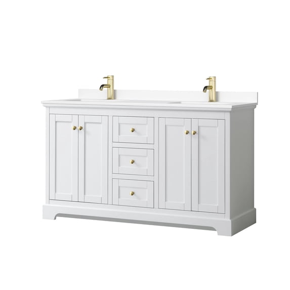 Wyndham Collection 60" Square-Sinks Wood Double Bathroom Vanity in White