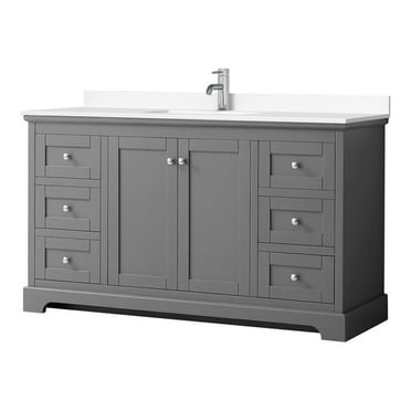 Wyndham Collection Avery 60" Wood Single Bathroom Vanity in Chrome/Dark Gray