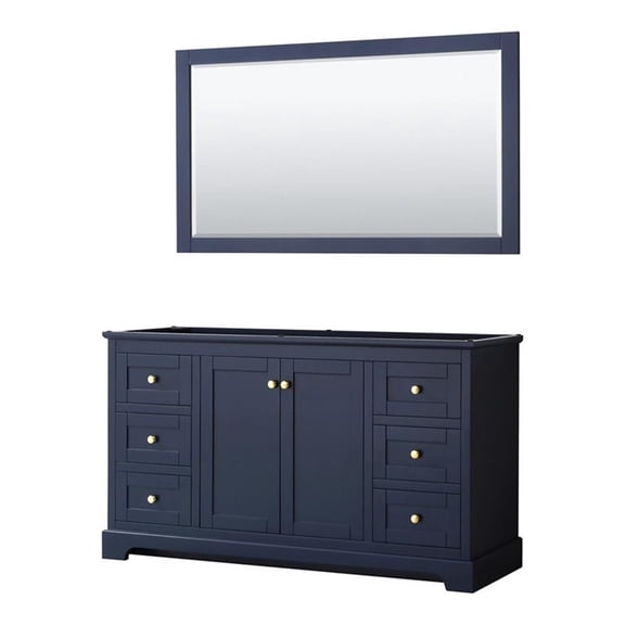 Wyndham Collection 60" Wood Single Bathroom Vanity in Dark Blue/Gold