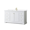 thumbnail image 1 of Wyndham Collection 60" Wood Single Bathroom Vanity in White/Brushed Gold, 1 of 6