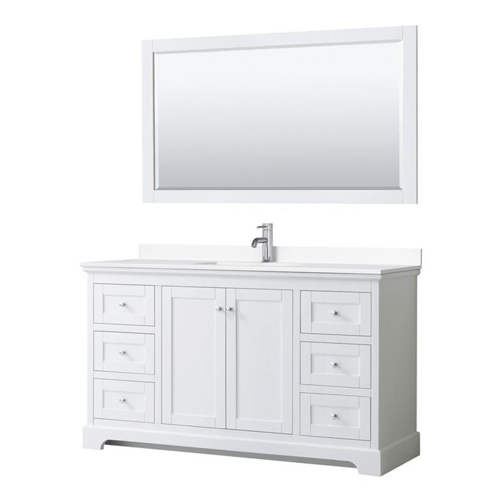 Avery 60'' White Single Bathroom Vanity with Marble Top