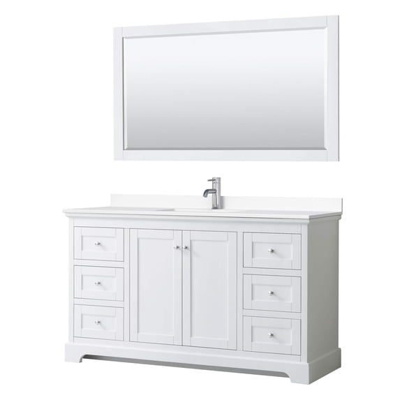 Wyndham Collection 60" Wood Single Bathroom Vanity in White/Chrome
