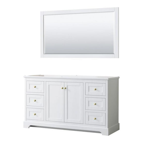 Wyndham Collection 60" Wood Single Bathroom Vanity with Mirror in White