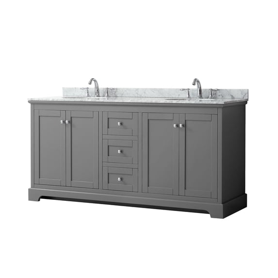 Wyndham Collection 72" Oval-Sinks Wood Double Bathroom Vanity in Dark Gray