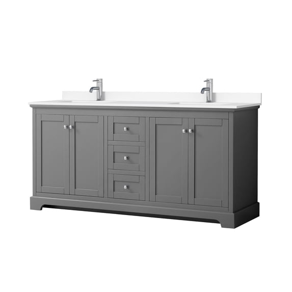Wyndham Collection 72" Wood Double Bathroom Vanity in Chrome/Dark Gray