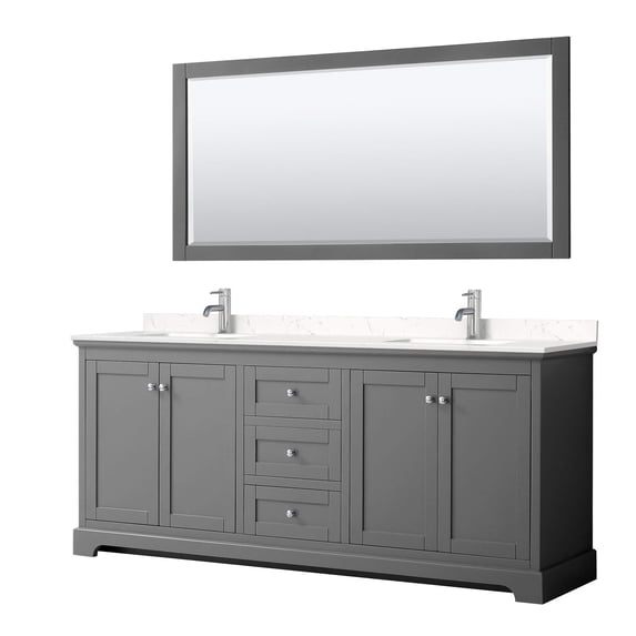 Wyndham Collection 80" Light-Vein Wood Double Bathroom Vanity in Dark Gray