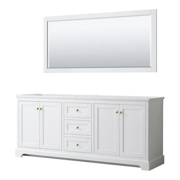 Wyndham Collection 80" No Sinks Wood Double Bathroom Vanity in White/Gold
