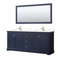 thumbnail image 1 of Wyndham Collection 80" Wood Double Bathroom Vanity in Dark Blue/Gold, 1 of 7