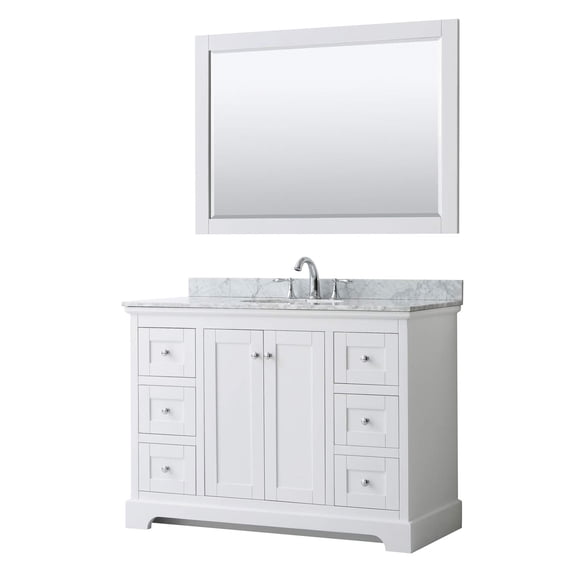 Wyndham Collection Oval Sink Wood Single Bathroom Vanity in White/Chrome