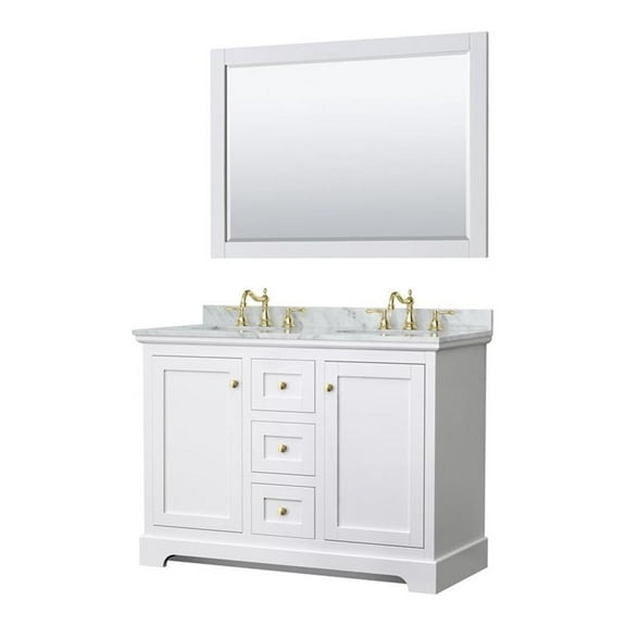 Wyndham Collection Oval Sinks Wood Double Bathroom Vanity in White/Gold