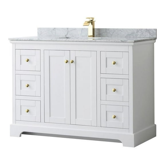 Wyndham Collection Square-Sink Wood Single Bathroom Vanity in White/Gold