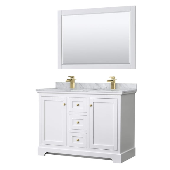 Wyndham Collection Square Sinks Wood Double Bathroom Vanity in White/Gold
