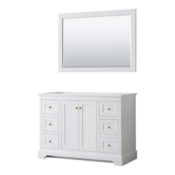 Wyndham Collection Wood Single Bathroom Vanity with Mirror in White/Gold