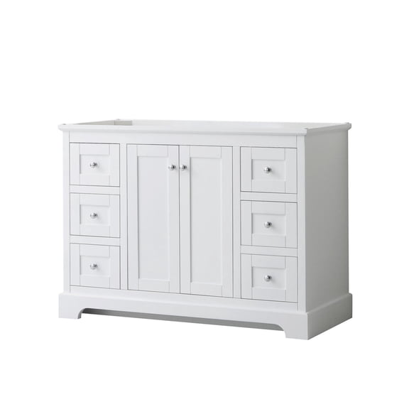 Wyndham Collection Avery 48 Inch Single Bathroom Vanity in White, No Countertop, No Sink, and No Mirror
