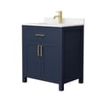 thumbnail image 1 of Wyndham Collection Beckett 30" Wood Single Bathroom Vanity in Dark Blue/Gold, 1 of 6