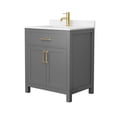 thumbnail image 1 of Wyndham Collection Beckett 30" Wood Single Bathroom Vanity in Dark Gray/Gold, 1 of 6