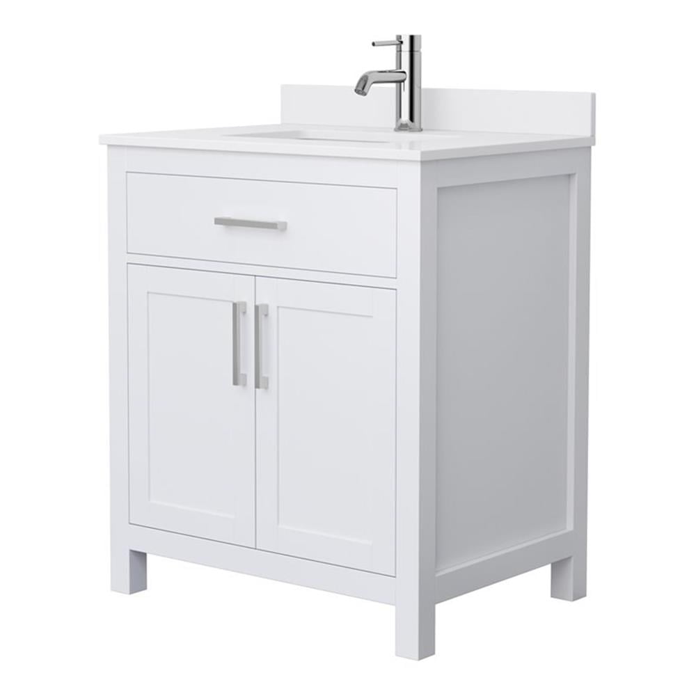 Beckett 30" White Wood Freestanding Vanity with Quartz Top