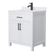 Wyndham Collection Beckett 30" Wood Single Bathroom Vanity in White/Matte Black