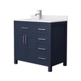 thumbnail image 1 of Wyndham Collection Beckett 36" Wood Single Bathroom Vanity in Nickel/Dark Blue, 1 of 6