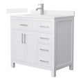 thumbnail image 1 of Beckett 36" White Single Vanity & White Quartz Top (1-Hole) & Nickel Trim, 1 of 5