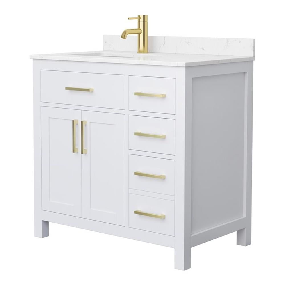 Beckett 36" White Freestanding Single Bathroom Vanity with Carrara Cultured Marble Top