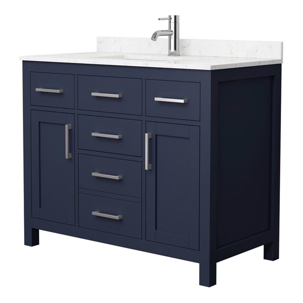 Beckett 42" Dark Blue Single Bathroom Vanity with Carrara Marble Top