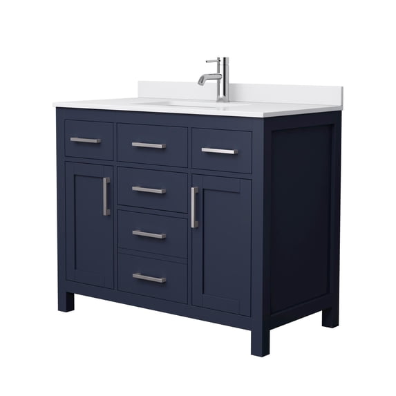 Wyndham Collection Beckett 42" Wood Single Bathroom Vanity in Dark Blue