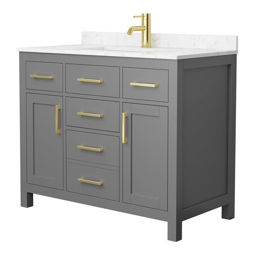 Beckett 42" Dark Gray Freestanding Vanity with Carrara Marble Top
