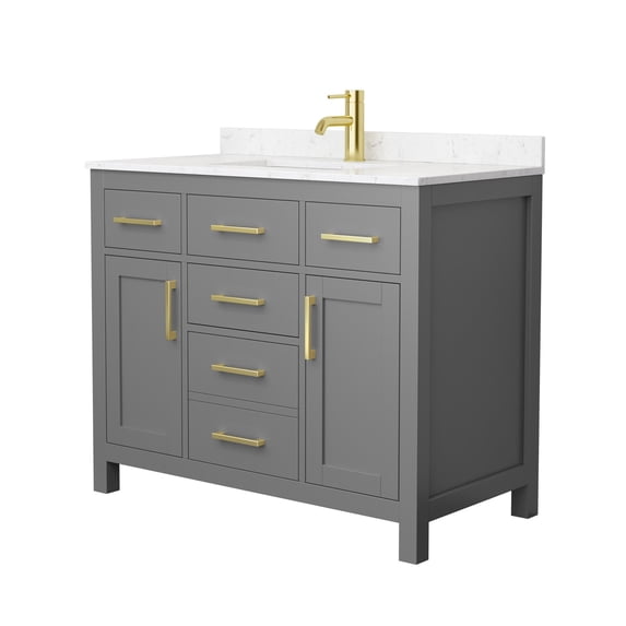 Wyndham Collection Beckett 42" Wood Single Bathroom Vanity in Dark Gray/Gold