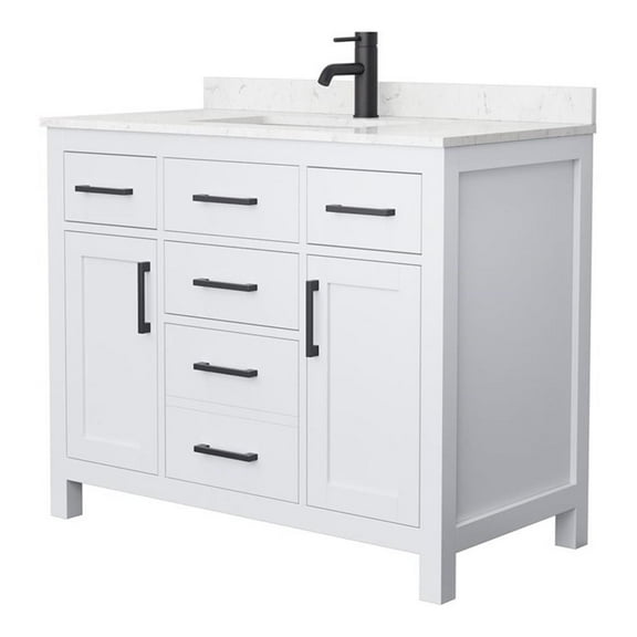 Wyndham Collection Beckett 42" Wood Single Bathroom Vanity in White/Black