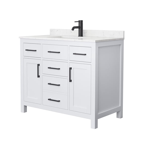 Wyndham Collection Beckett 42" Wood Single Bathroom Vanity in White/Black