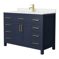 Wyndham Collection Beckett 48" Wood Single Bathroom Vanity in Dark Blue/Gold