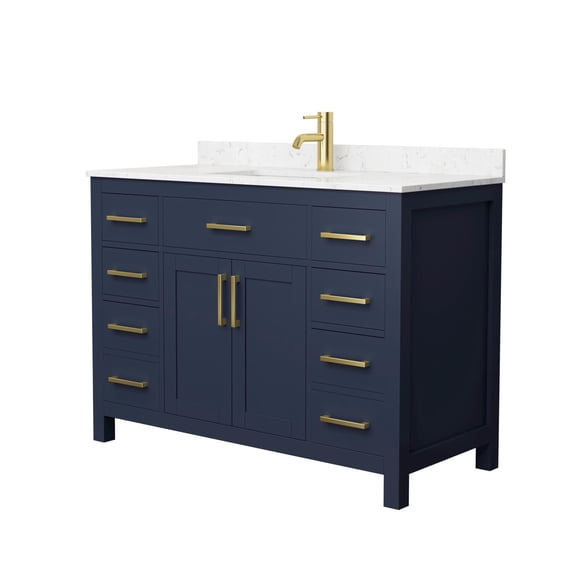 Wyndham Collection Beckett 48" Wood Single Bathroom Vanity in Dark Blue/Gold
