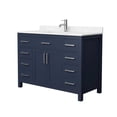 thumbnail image 1 of Wyndham Collection Beckett 48" Wood Single Bathroom Vanity in Dark Blue/Nickel, 1 of 6