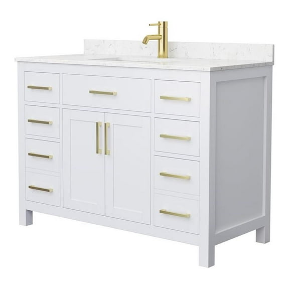 Wyndham Collection Beckett 48" Wood Single Bathroom Vanity in White/Gold