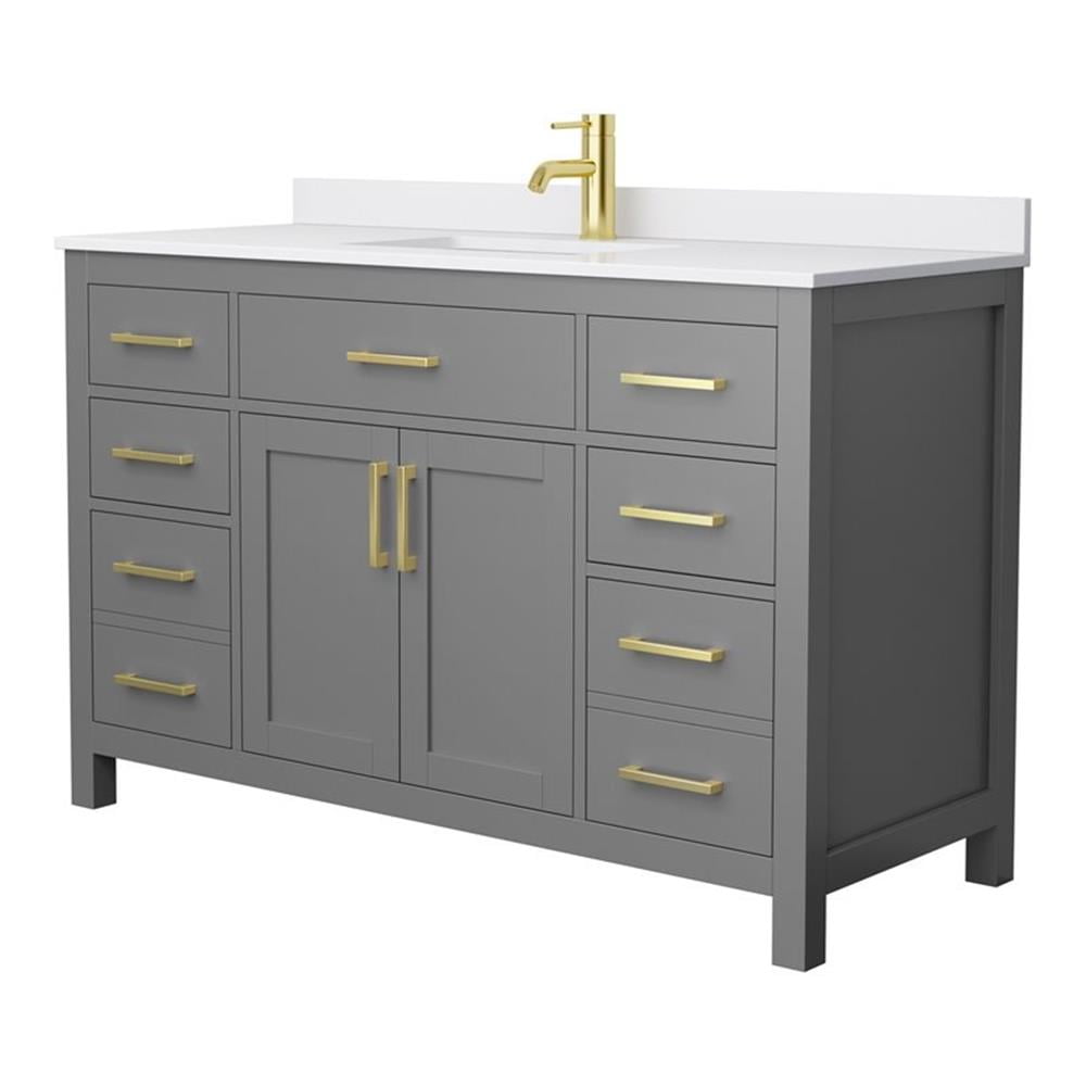 Beckett 54" Dark Gray Freestanding Single Bathroom Vanity with White Cultured Marble Top