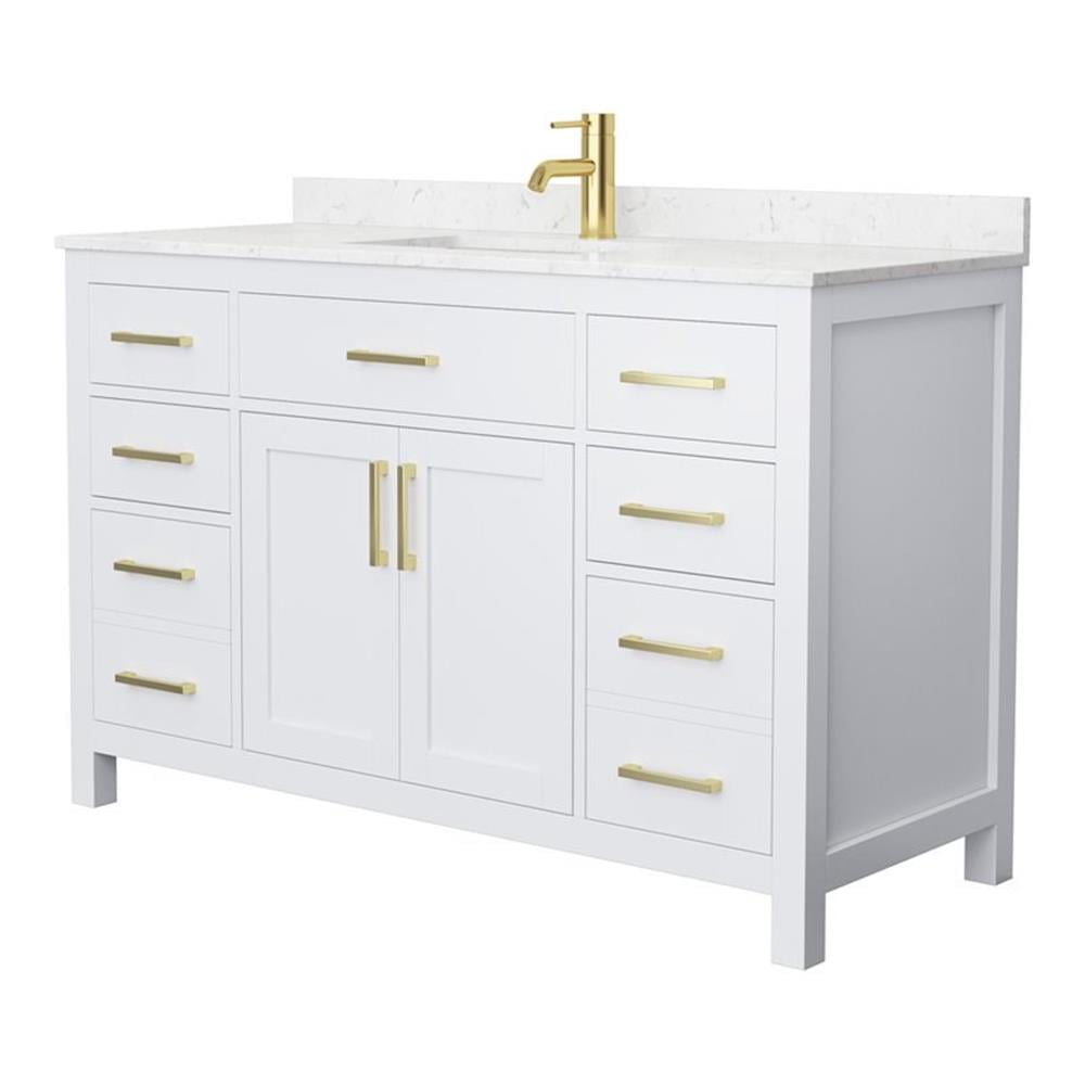 Beckett 54" White and Gold Freestanding Single Bathroom Vanity