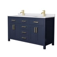 thumbnail image 1 of Wyndham Collection Beckett 60" Wood Double Bathroom Vanity in Blue/Gold, 1 of 6