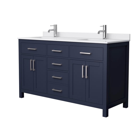 Wyndham Collection Beckett 60" Wood Double Bathroom Vanity in Dark Blue